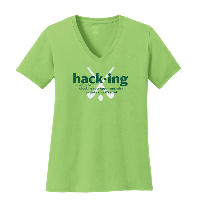 Warrior Field Hockey - Women's Core Cotton V-Neck Tee - Lime (LPC54V)