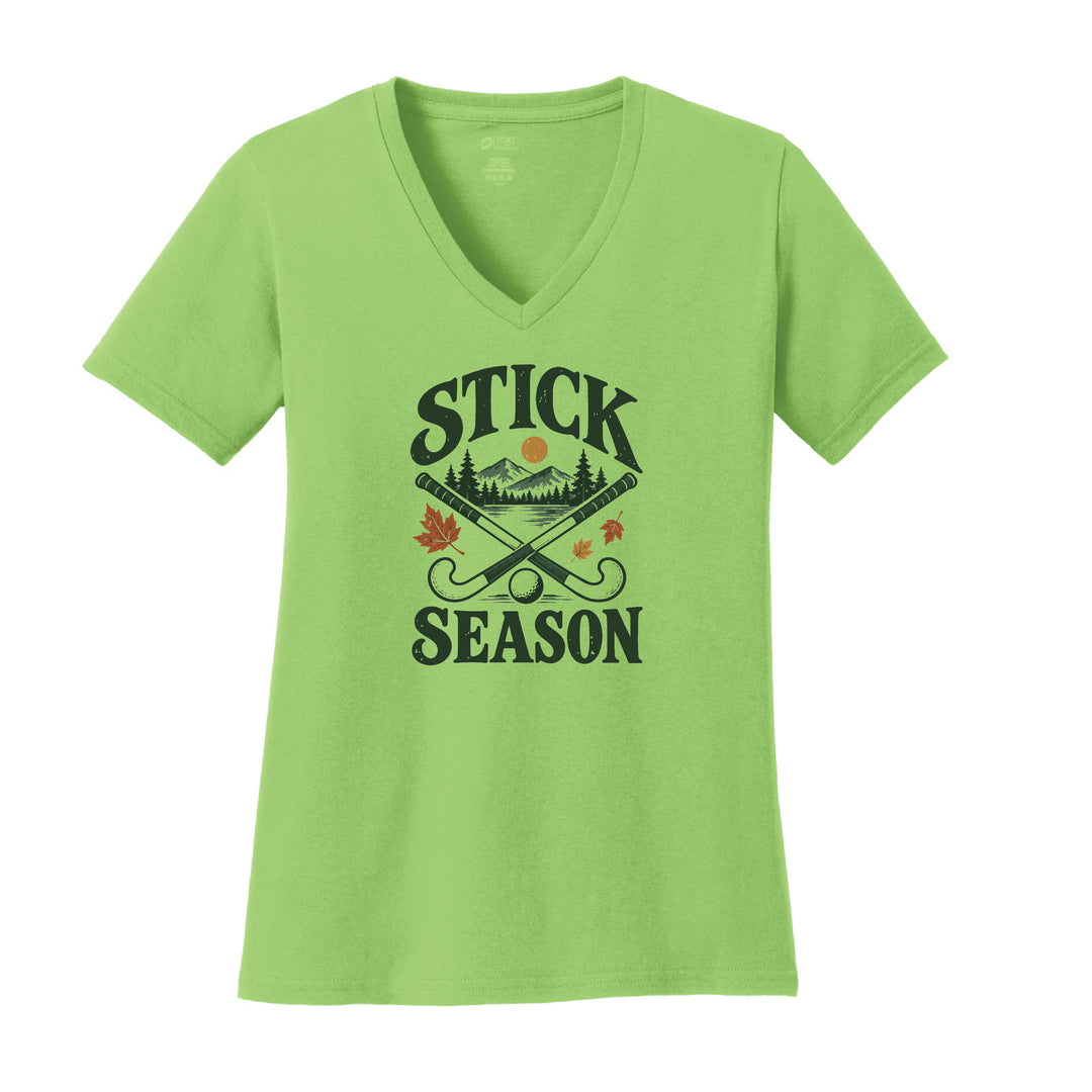 Warrior Field Hockey - Women's Core Cotton V-Neck Tee - Lime (LPC54V)