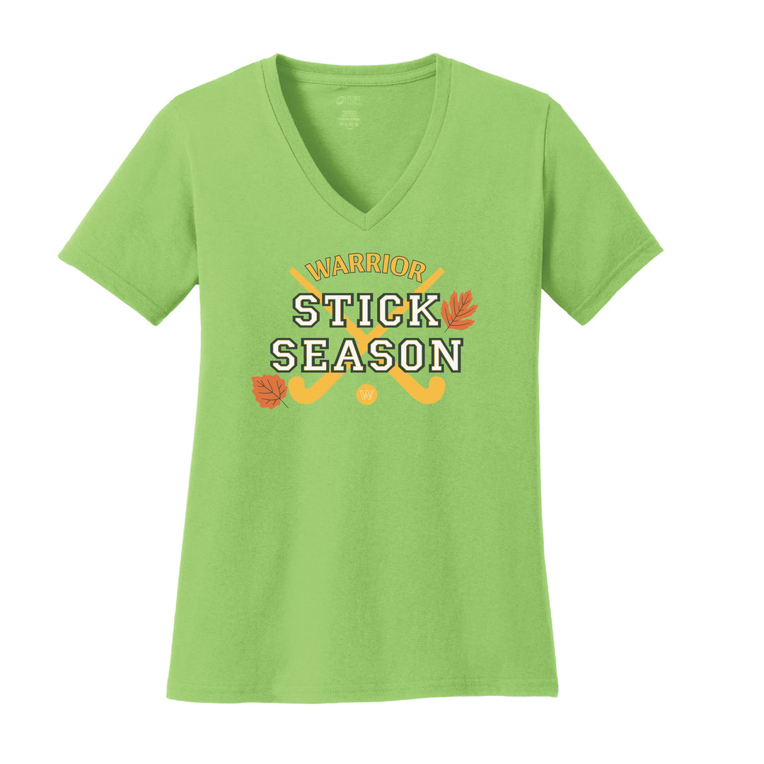 Warrior Field Hockey - Women's Core Cotton V-Neck Tee - Lime (LPC54V)