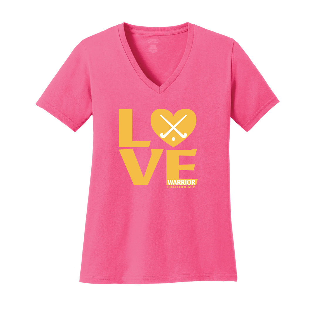 Warrior Field Hockey - Women's Core Cotton V-Neck Tee - Neon Pink (LPC54V)