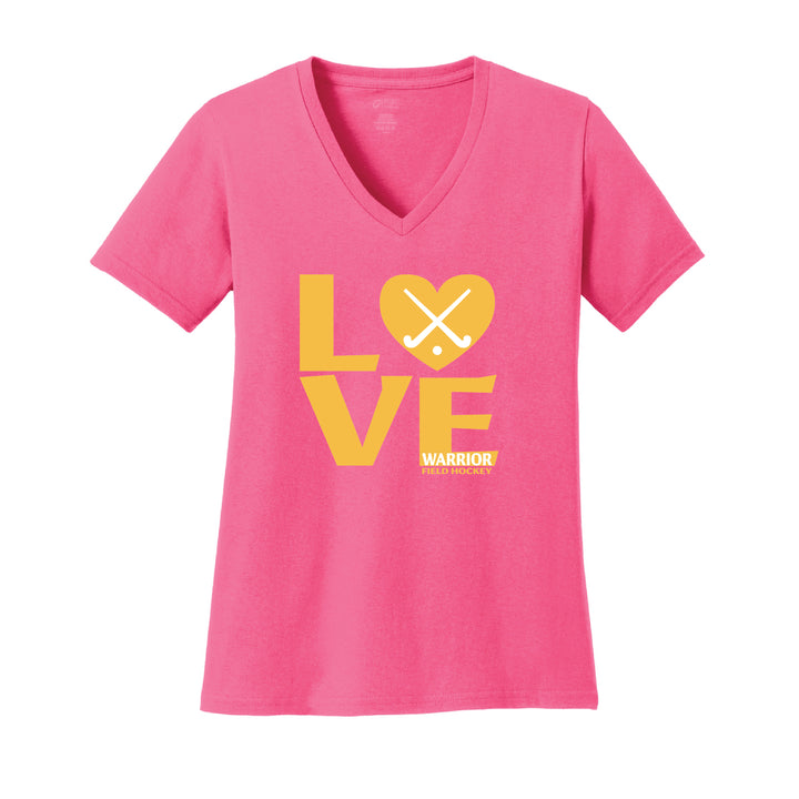 Warrior Field Hockey - Women's Core Cotton V-Neck Tee - Neon Pink (LPC54V)