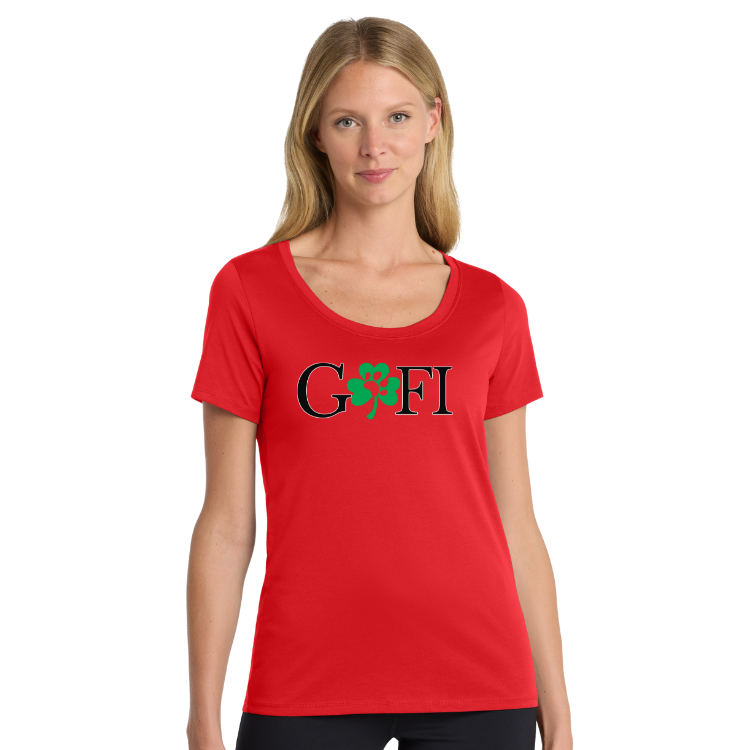 GOFI - Camiseta de cuello redondo de algodón y poliéster Nike Dri FIT para mujer (NKBQ5234)