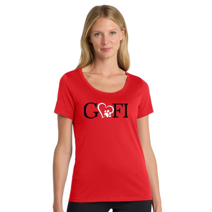 GOFI - Camiseta de cuello redondo de algodón y poliéster Nike Dri FIT para mujer (NKBQ5234)