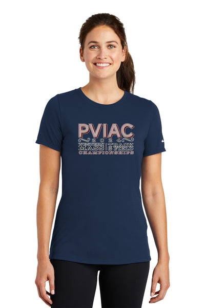 Campeonato de atletismo PVIAC: camiseta de cuello redondo de algodón y poliéster Dri FIT de Nike para damas (NKBQ5234)