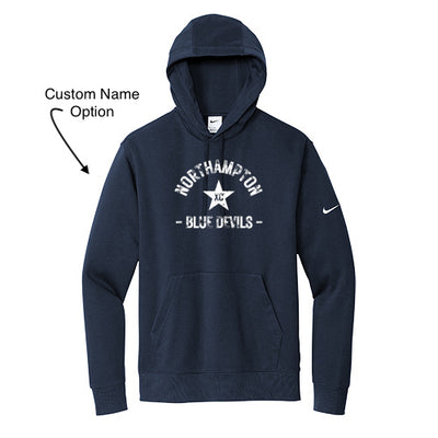 Northampton Blue Devils - Sudadera con capucha Nike Club Fleece Sleeve Swoosh (NKDR1499)