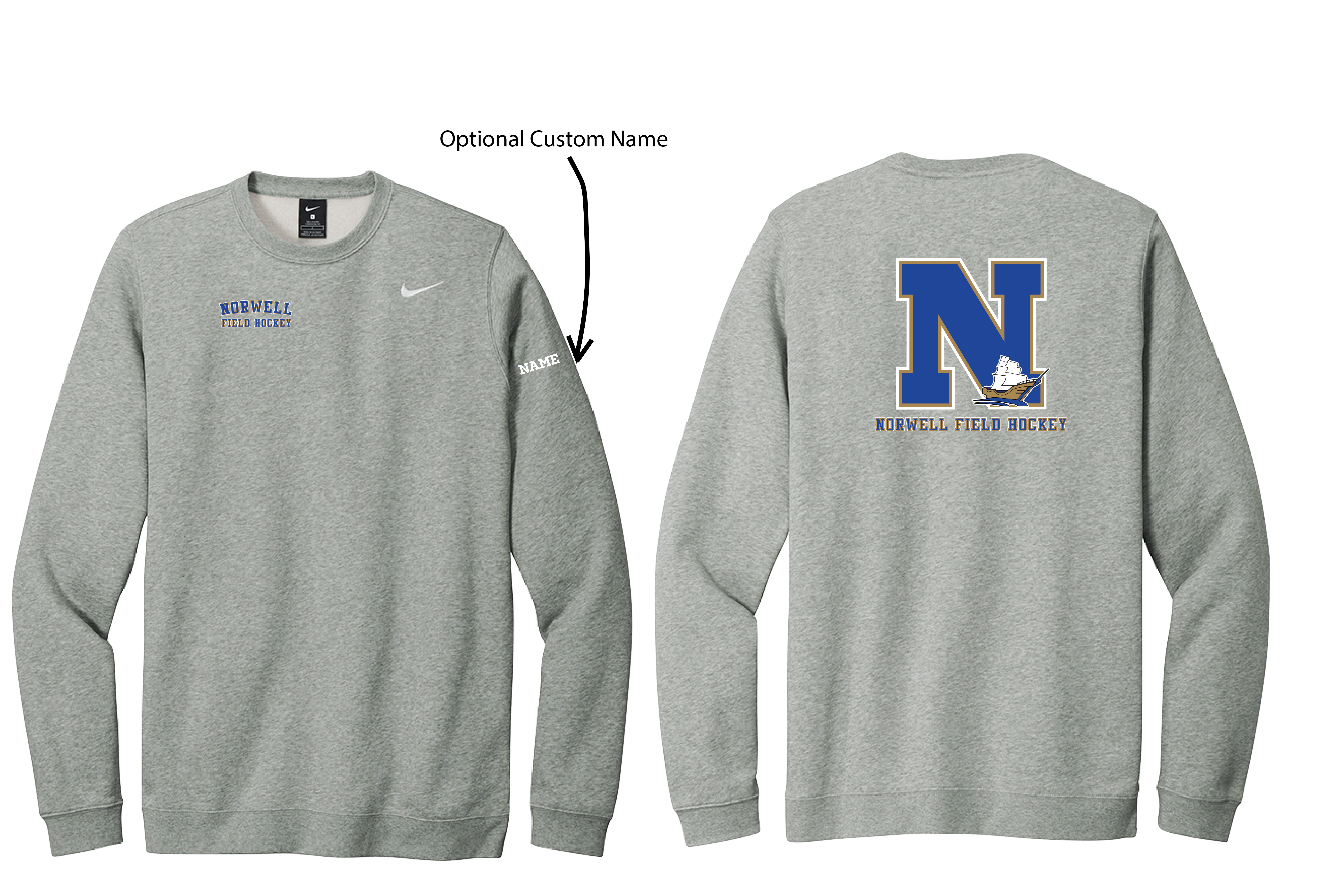 Norwell Field Hockey Nike Club Fleece Crew (CJ1614)