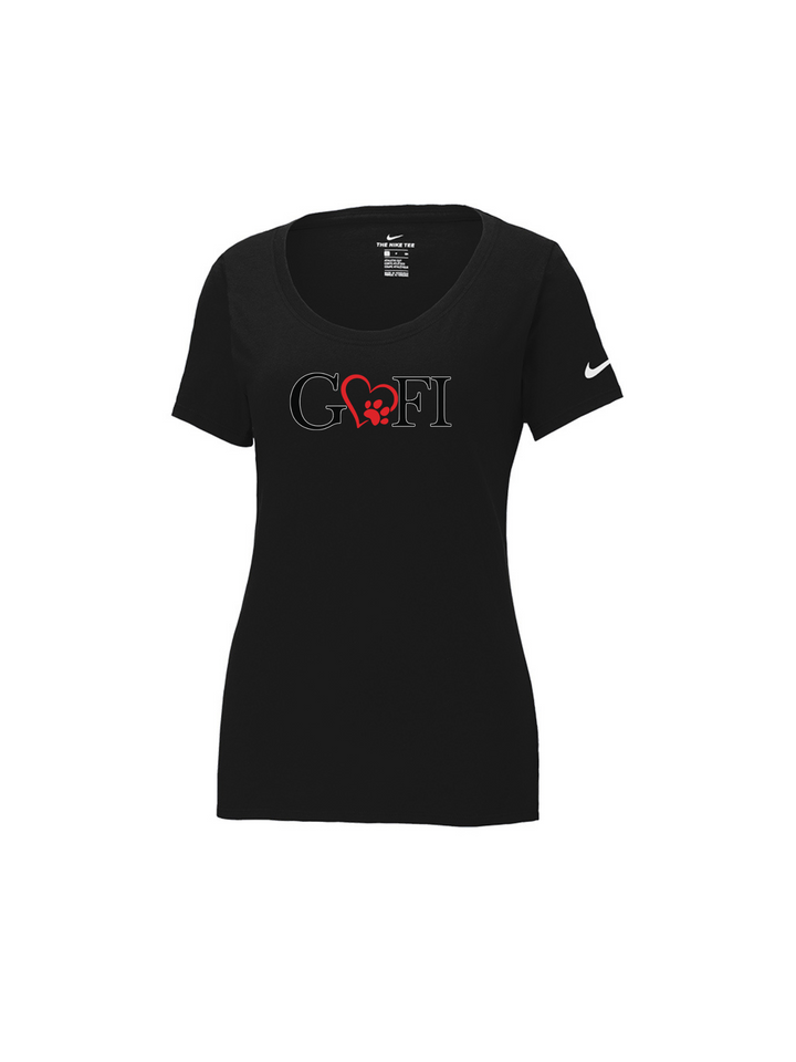 GOFI - Camiseta de cuello redondo de algodón y poliéster Nike Dri FIT para mujer (NKBQ5234)