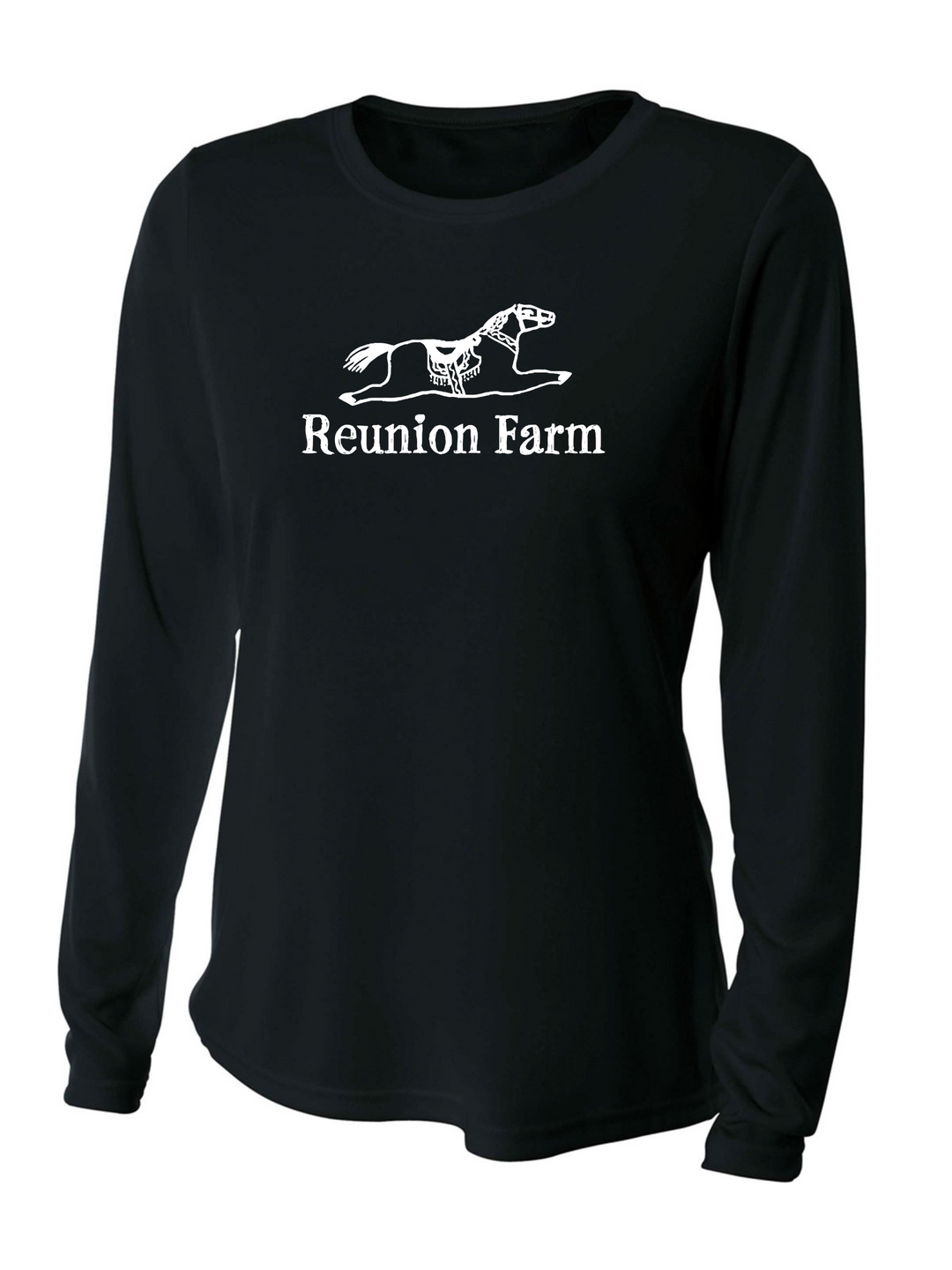 Reunion Farm - Camiseta de manga larga con cuello redondo y rendimiento refrescante para mujer (NW3002)