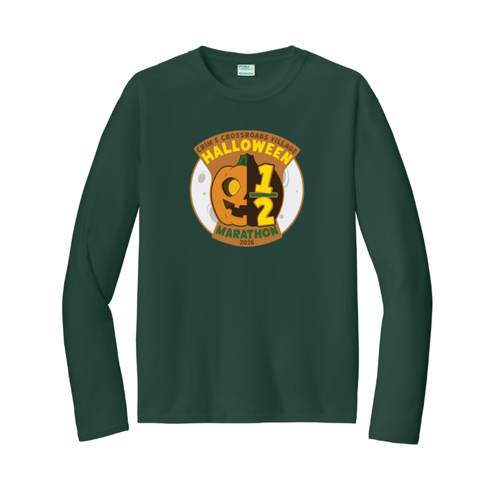 Media Maratón Halloween Hustle 2026 - Camiseta deportiva de manga larga para hombre (PC380LS)