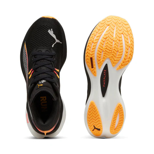 PUMA Womens Deviate Nitro 3 - PUMA BLACK-SUNSET GLOW-SUN STREAM