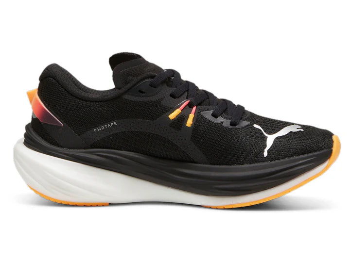 PUMA Womens Deviate Nitro 3 - PUMA BLACK-SUNSET GLOW-SUN STREAM