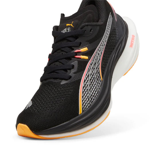 PUMA Womens Deviate Nitro 3 - PUMA BLACK-SUNSET GLOW-SUN STREAM