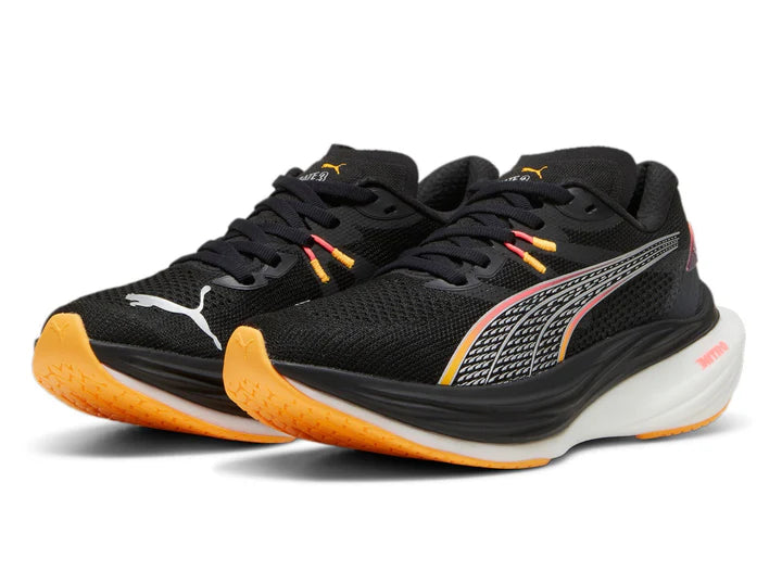 PUMA Womens Deviate Nitro 3 - PUMA BLACK-SUNSET GLOW-SUN STREAM