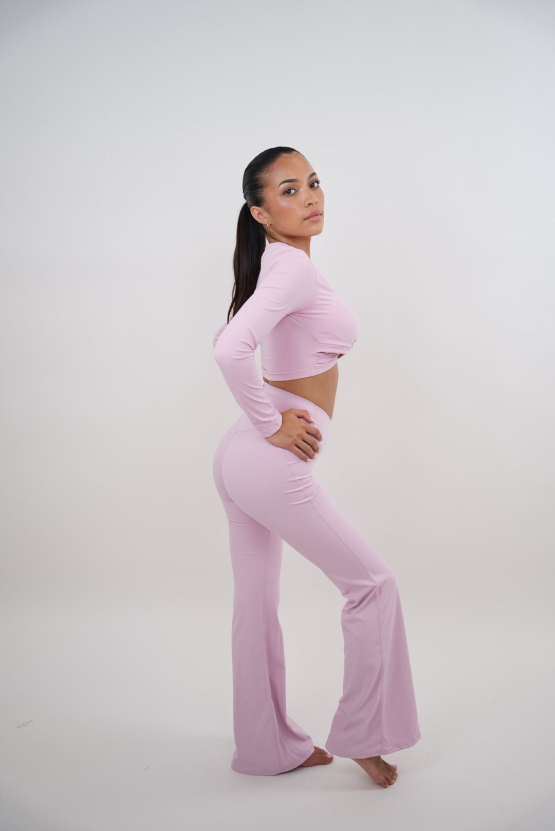 I Am Present Pink Stretch Flare Legging