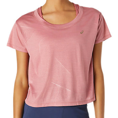 Camiseta de manga corta ASICS Nagare para mujer, color rosa ahumado (2012c097)