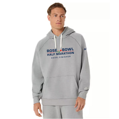 Media Maratón Rose Bowl 2026 *FINISHER* - Sudadera con capucha unisex ASICS de forro polar, color gris jaspeado (2031F470) (RB26-20)