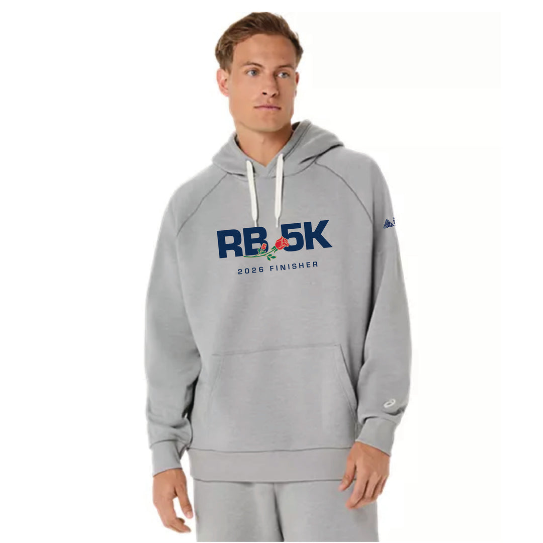 2026 Rose Bowl 5K *FINISHER* - ASICS Unisex Fleece Relaxed Pullover Hoodie Grey Heather (2031F470) (RB26-22)