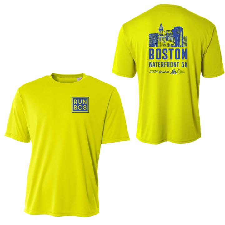 Camiseta deportiva unisex Boston Waterfront 5K Skyline Blue (W002) - Safety Yellow (N3402)