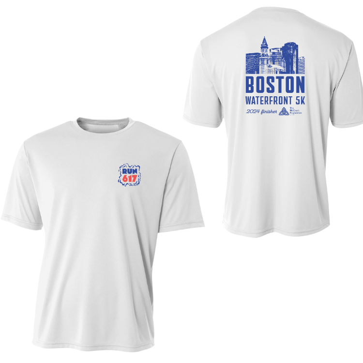 Camiseta deportiva unisex Boston Waterfront 5K Skyline Blue (W002) - Blanca (N3402)