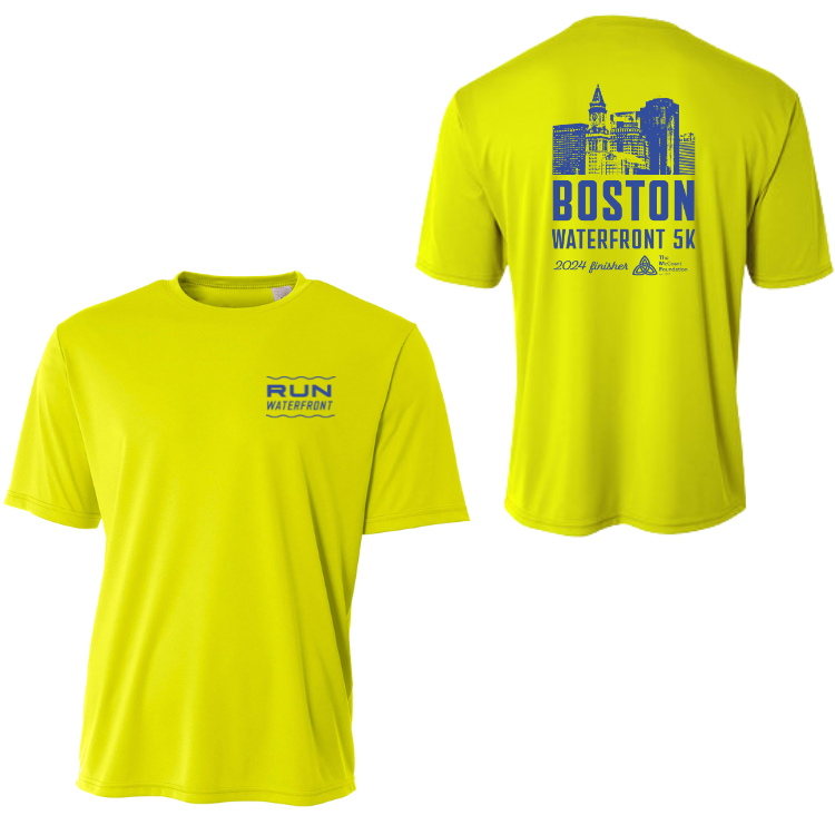 Camiseta deportiva unisex Boston Waterfront 5K Skyline Blue (W002) - Safety Yellow (N3402)