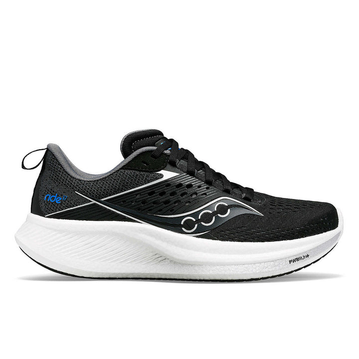 Saucony Ride 17 Wide para mujer, negro y blanco (S10925-100)