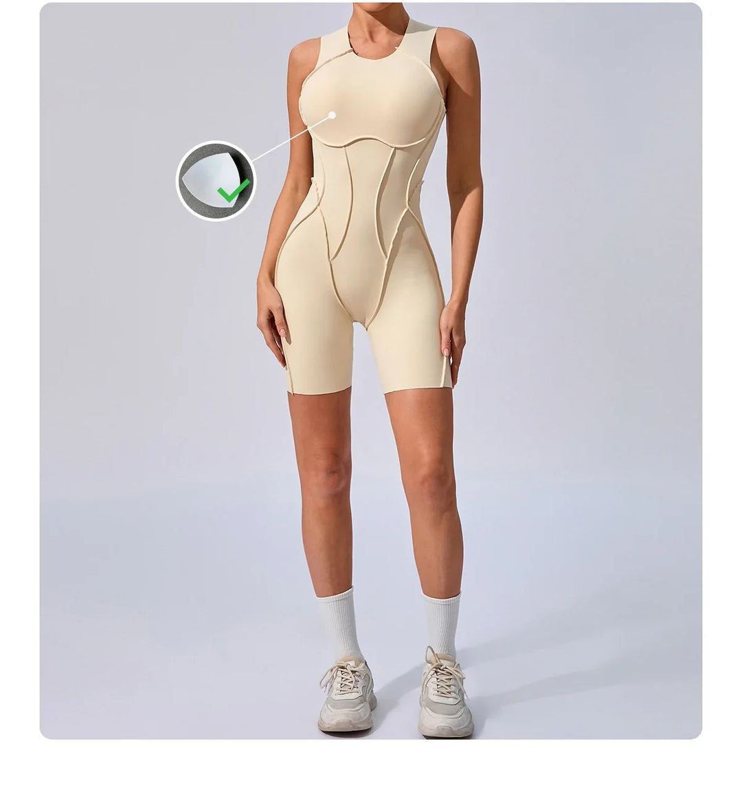 Women’s Padded Sport Jumpsuit – Fitness Bodysuit for Gym and Activewear