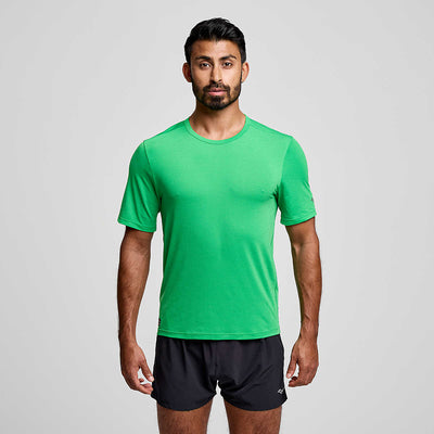 Camiseta de manga corta Saucony Stopwatch - Turf Heather - HOMBRE (800377-TUH)