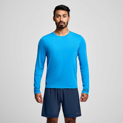 Camiseta de manga larga Saucony Stopwatch - Cobalto jaspeado - HOMBRE (800379-CBH)