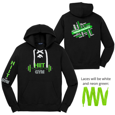 HIIT The Gym - Sudadera con capucha y cordones Sport-Tek® (ST271 / LACE)