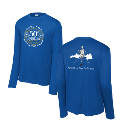 Cape Cod Athletic Club - Edición 50.º Aniversario del CCAC - Camiseta de competición de manga larga para hombre (ST350LS) 