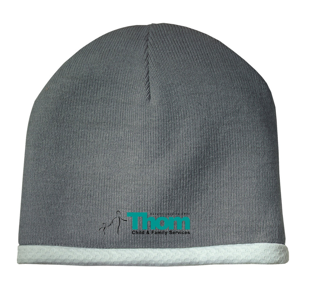Sport-Tek Performance Knit Cap in Athletic Heather with Thom Child & Family Services logo
