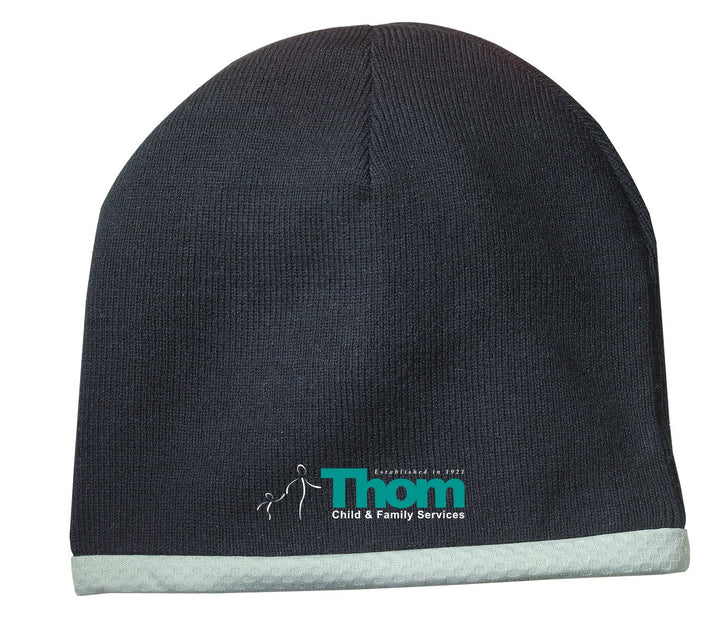Sport-Tek Performance Knit Cap in Black with Thom Child & Family Services logo