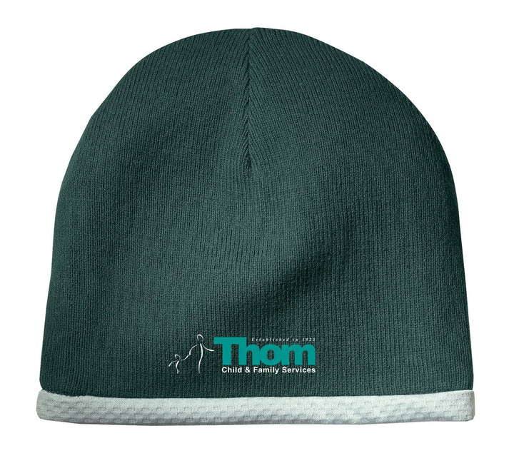 Sport-Tek Performance Knit Cap in Forest Green with Thom Child & Family Services logo