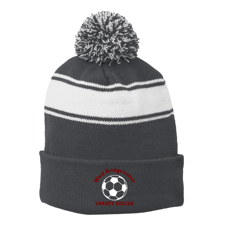 West Bridgewater Girls Soccer - Stripe Pom Pom Beanie (STC28)