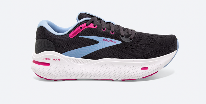 Brooks Ghost Max Extra Wide para mujer: ébano/aire abierto/rosa lila (1203952E082)