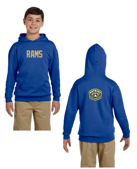 Flag Football Rams - Jerzees Youth 8 oz. NuBlend® Fleece Pullover Hooded Sweatshirt (996Y)