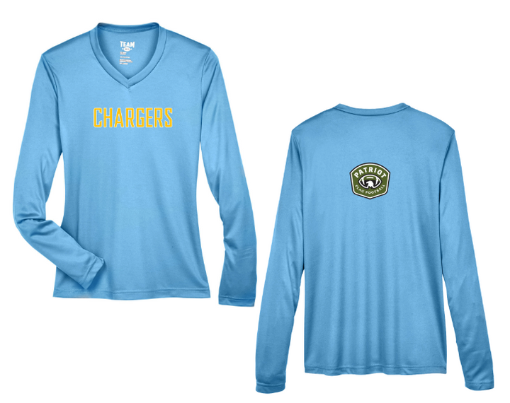 Camiseta de manga larga de rendimiento para damas de Flag Football Chargers - Team 365 Zone (TT11WL)