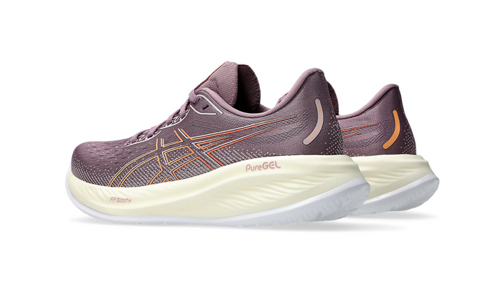 ASICS Gel Cumulus 26 para mujer: malva polvoriento/naranja descolorido (1012B599-501)