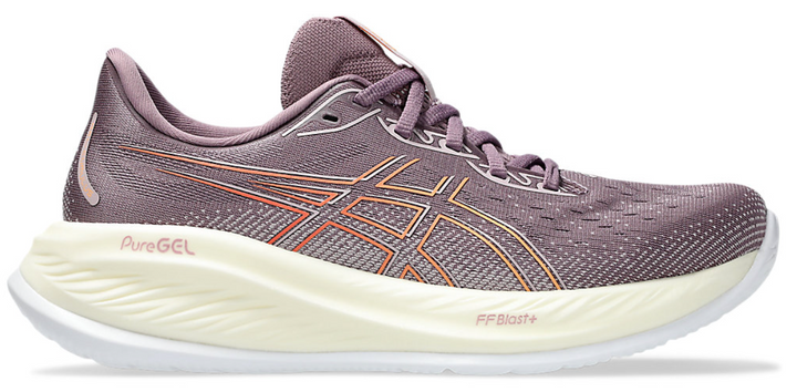 ASICS Gel Cumulus 26 para mujer: malva polvoriento/naranja descolorido (1012B599-501)