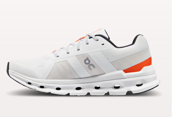 On Mens Cloudrunner Wide- Undyed White/Flame (56.98037)