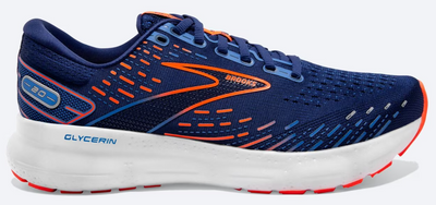 Brooks Glycerin 20 Wide para hombre: profundidades azules/azul palacio/naranja (1103822E444)