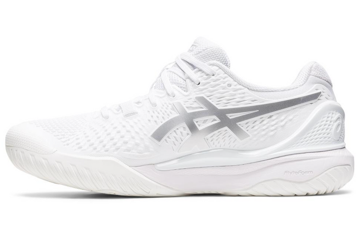 Asics Womens Gel Resolution 9 -White/Pure Silver (1042A208-100)