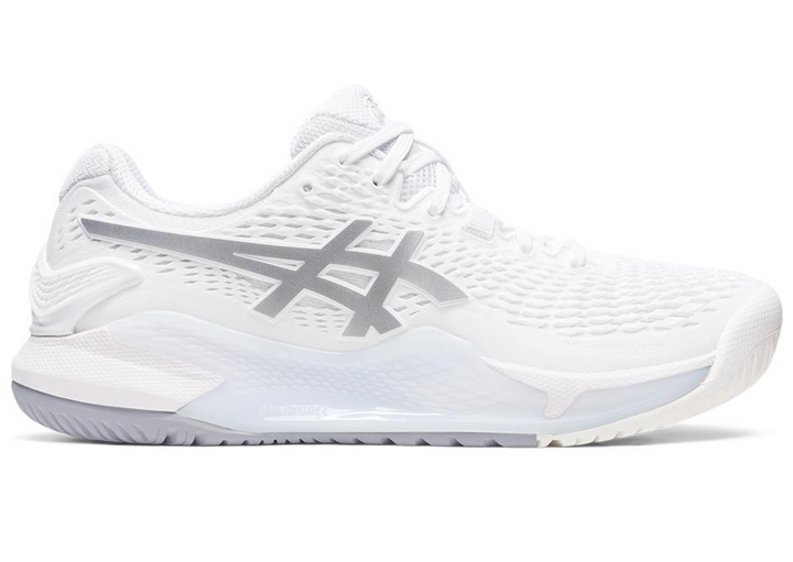 Asics Womens Gel Resolution 9 -White/Pure Silver (1042A208-100)