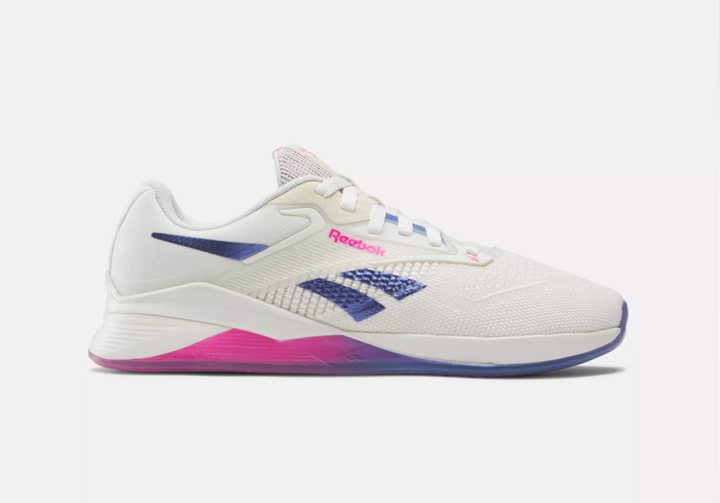 Reebok Nano x4 para mujer: color tiza, morado intenso y rosa láser (100074188 170) 