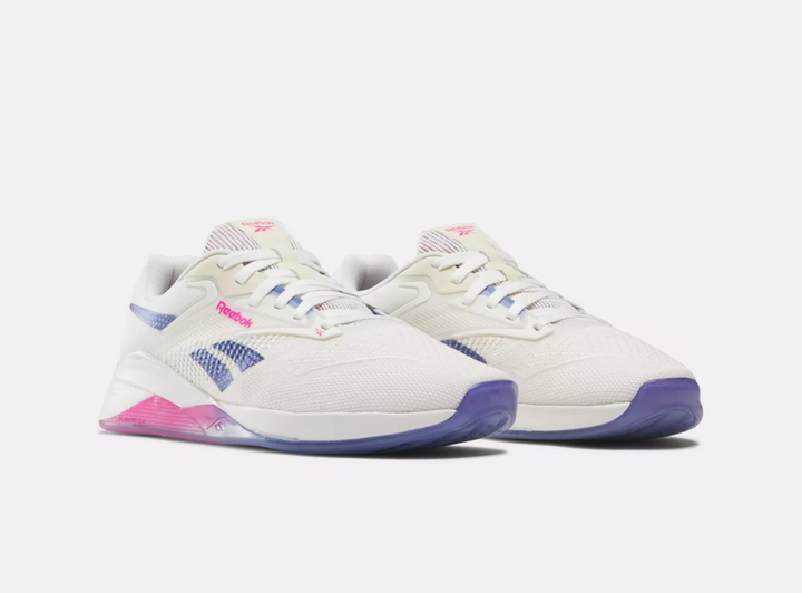 Reebok Nano x4 para mujer: color tiza, morado intenso y rosa láser (100074188 170) 