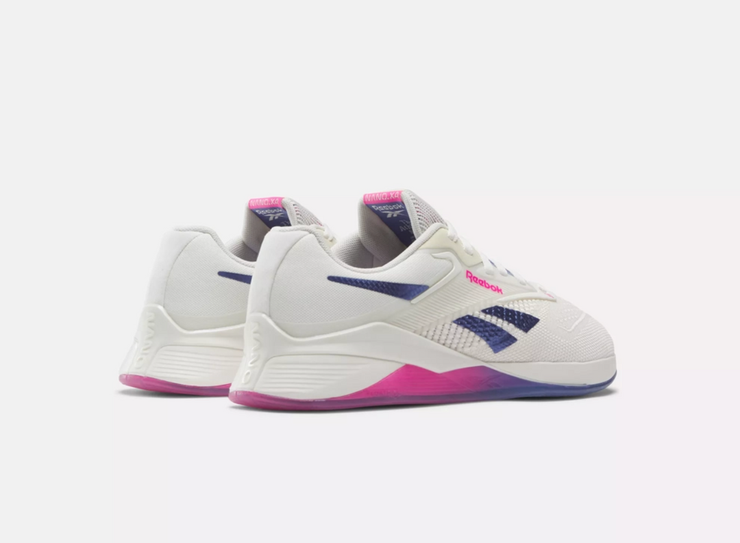 Reebok Nano x4 para mujer: color tiza, morado intenso y rosa láser (100074188 170) 