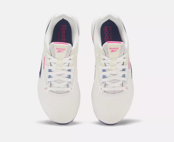 Reebok Nano x4 para mujer: color tiza, morado intenso y rosa láser (100074188 170) 