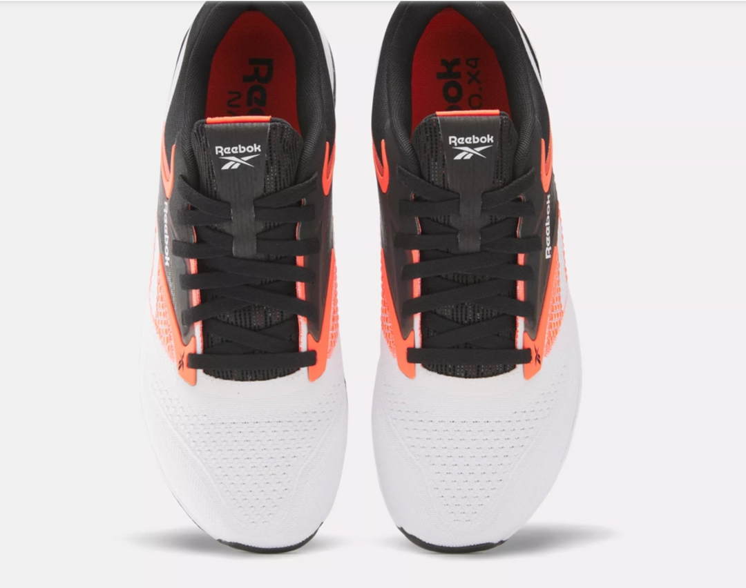 Reebok Nano X4 para hombre, color negro, blanco ftwr y naranja acampanado (100074684 001) 