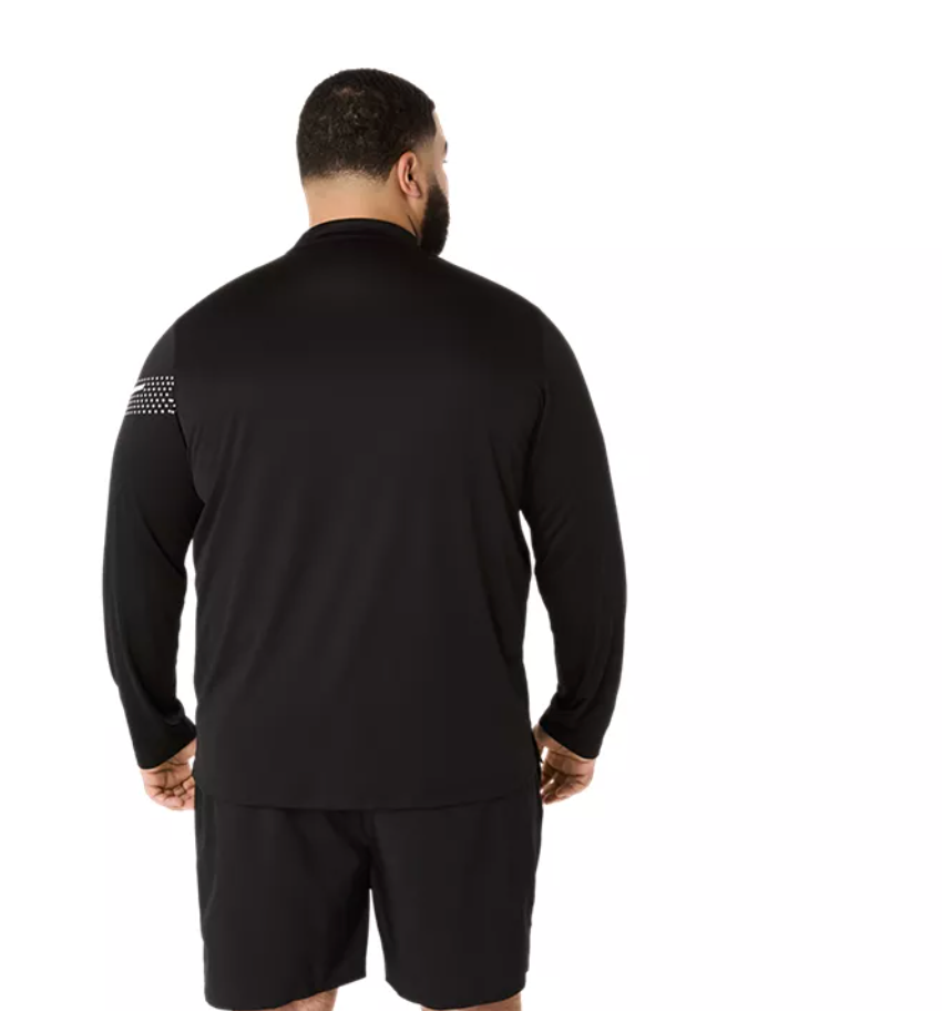 2026 Rose Bowl Half Marathon & 5K - ASICS Men's Icon Long Sleeve 1/2 Zip Black (2011D241) (RB26-17)