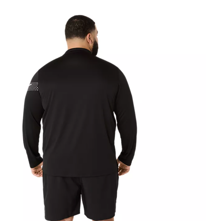 2026 Rose Bowl Half Marathon & 5K - ASICS Men's Icon Long Sleeve 1/2 Zip Black (2011D241) (RB26-17)